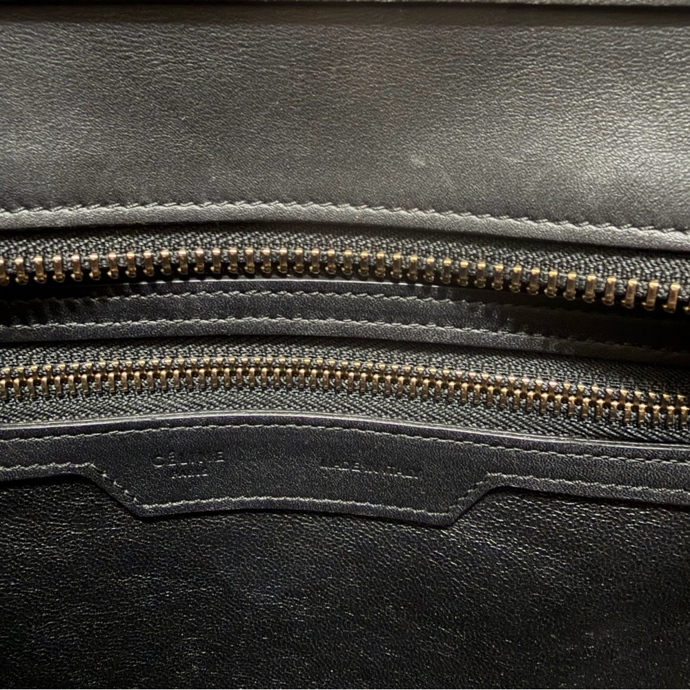 Auth Celine black Calfskin Micro Luggage Tote bag - Picture 13 of 14